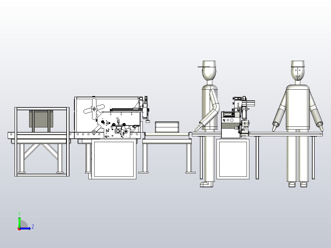 一款自动组装滚筒线3D图纸左视图