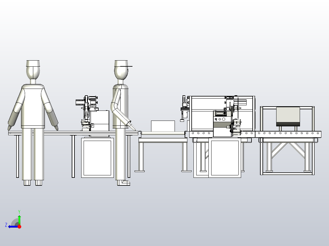 一款自动组装滚筒线3D图纸右视图