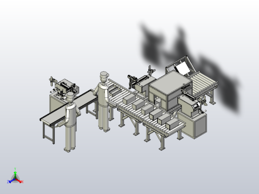 一款自动组装滚筒线3D图纸正等轴测缩略图