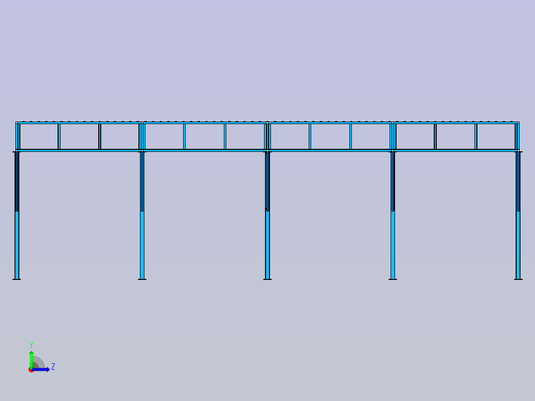 双立柱机械加工棚左视图