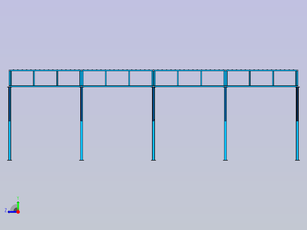 双立柱机械加工棚右视图