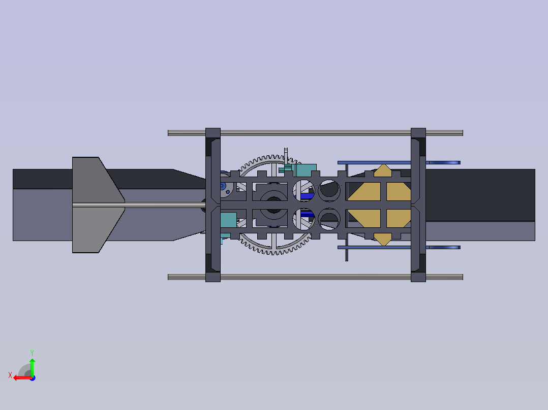 同轴双旋翼类直升机后视图