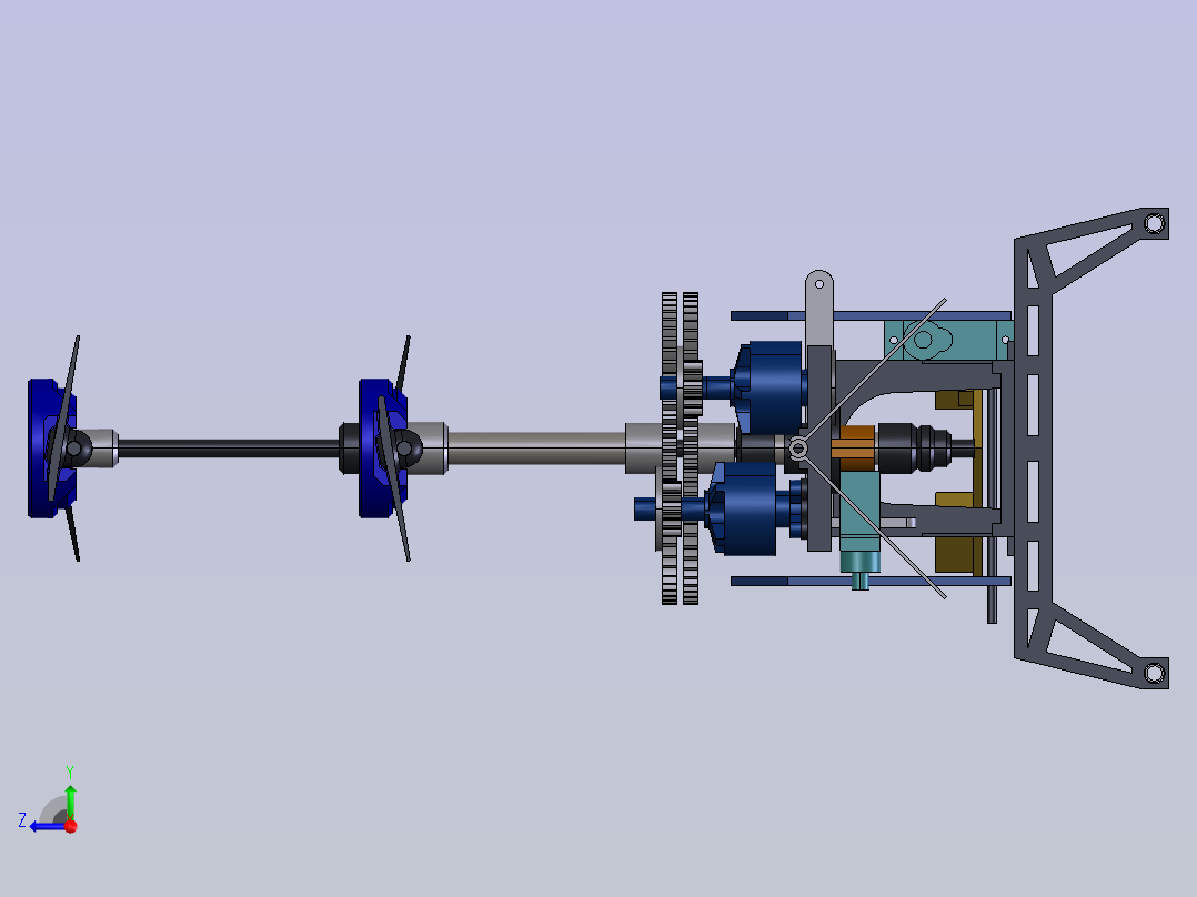 同轴双旋翼类直升机右视图