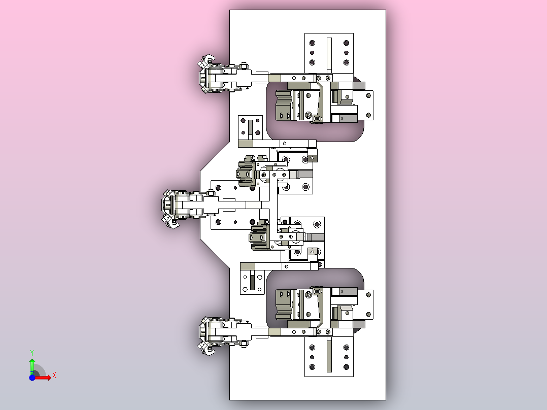 点焊工艺焊接夹具组件3D图前视图