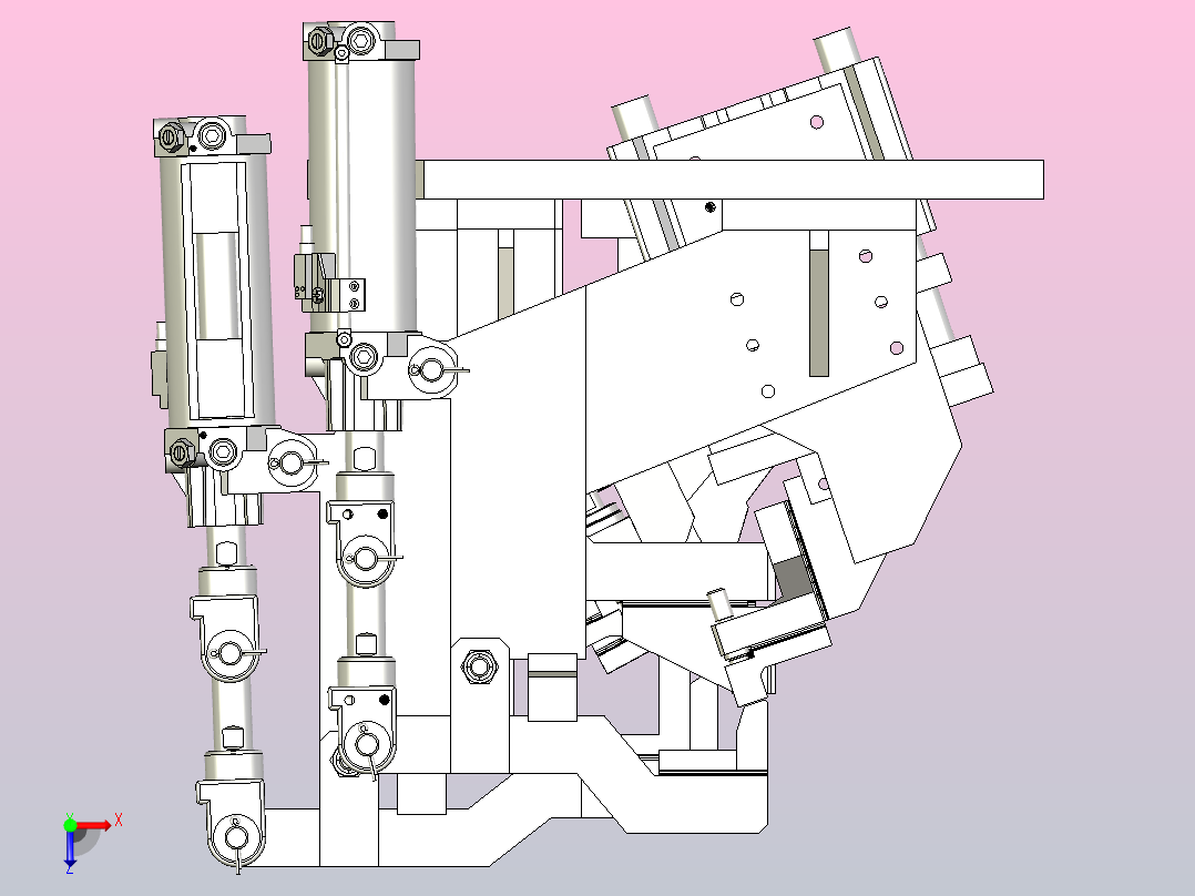 点焊工艺焊接夹具组件3D图俯视图