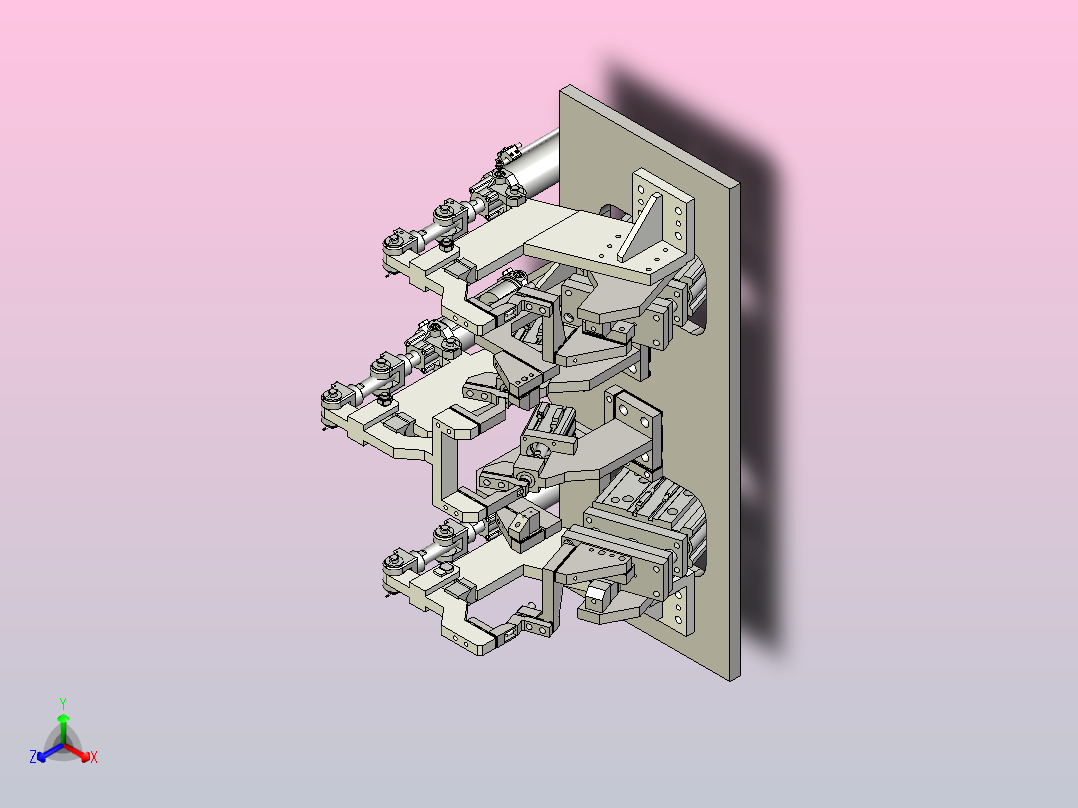 点焊工艺焊接夹具组件3D图正等轴测图