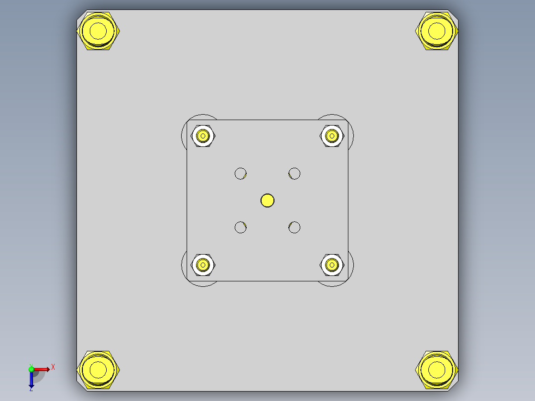 使用了浮动接头的定心机构俯视图