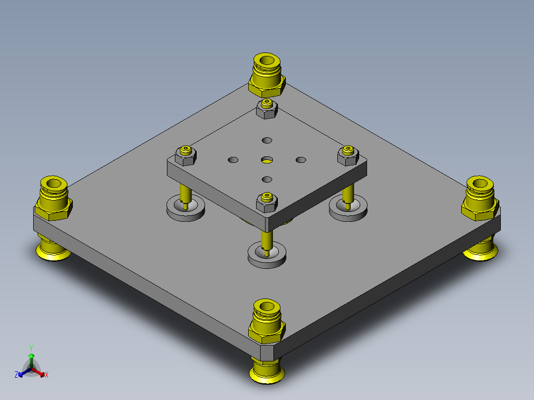 使用了浮动接头的定心机构正等轴测图