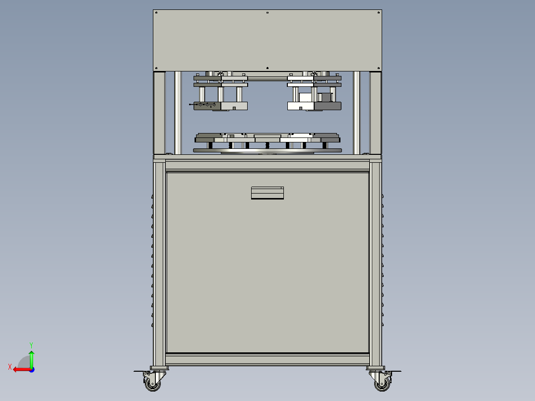 手机屏幕压支架机三工位全自动化step后视图