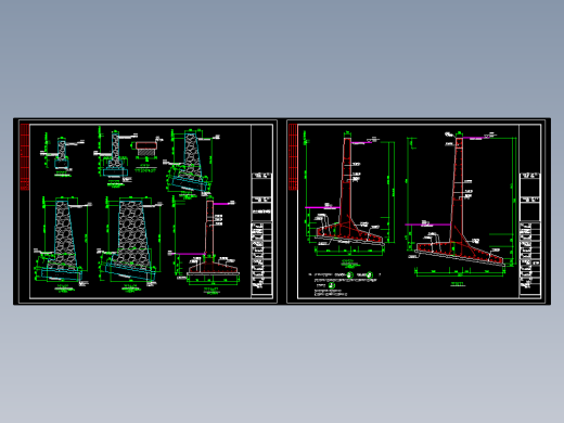 毛石和悬臂式挡土墙CAD图纸挡墙
