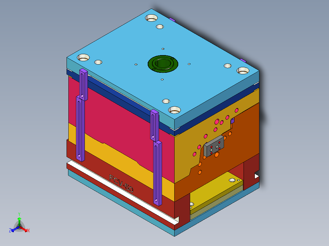 复杂的车灯模具 正等轴测图