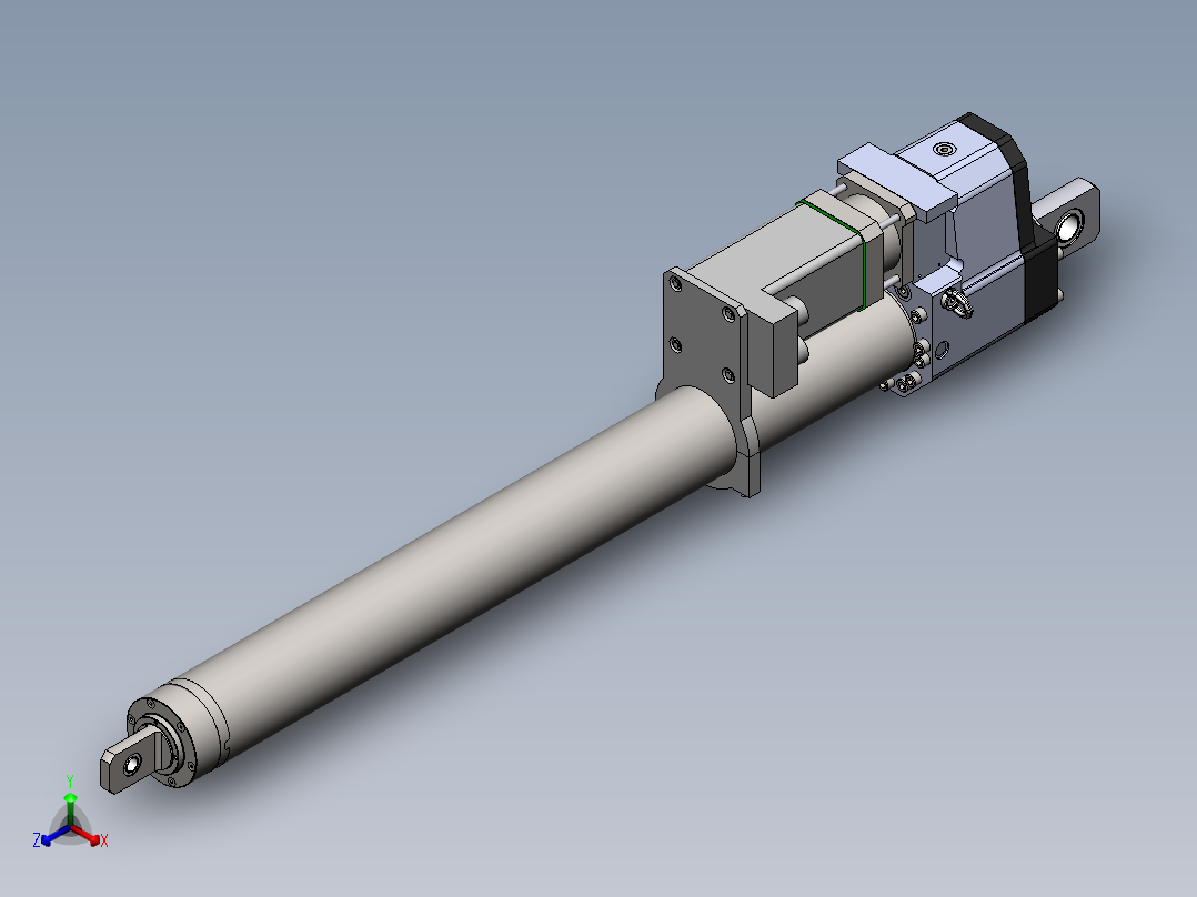电动推杆三维模型机械设计图纸素材正等轴测图