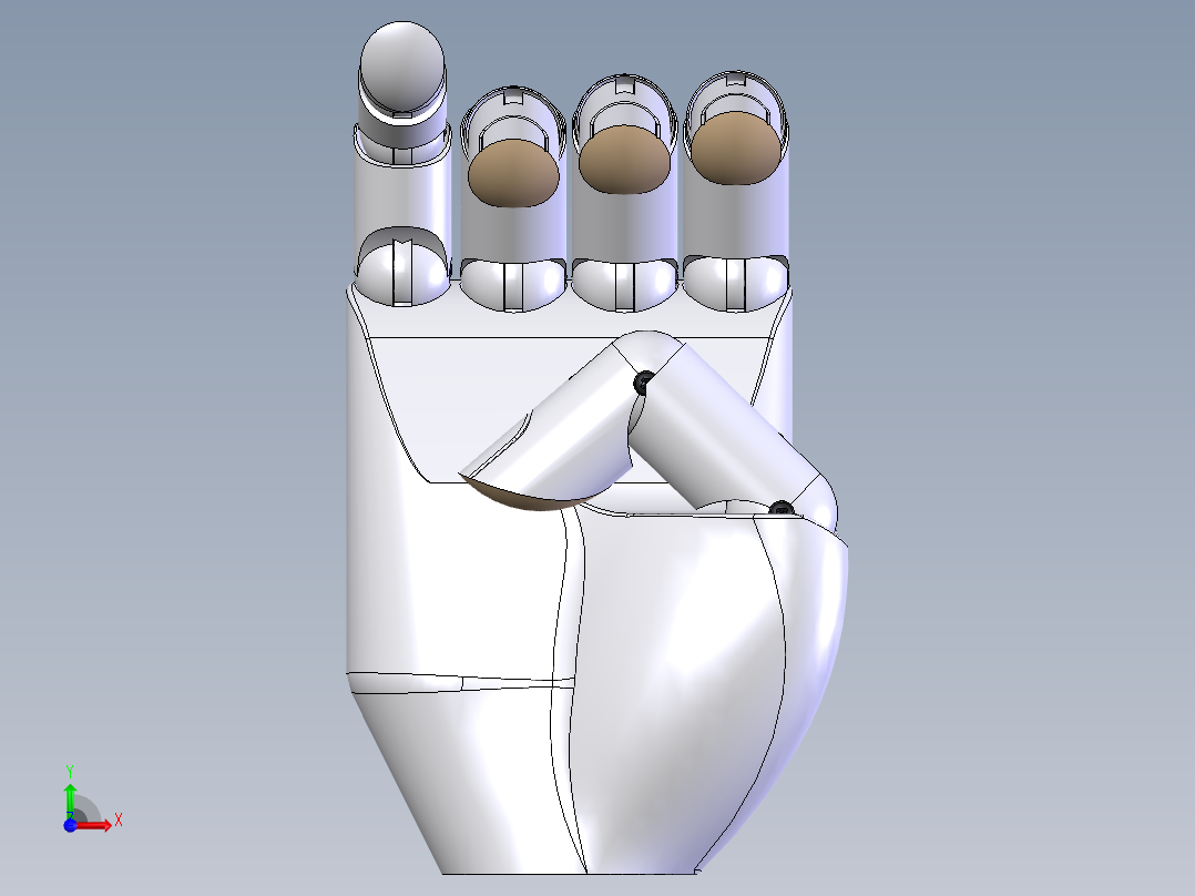Manus仿生手掌手指模型3D图纸 Solidworks设计 附STEP前视图