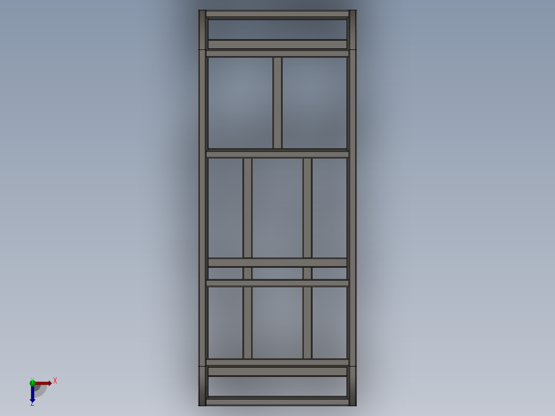 矩管框架式结构3D模型俯视图