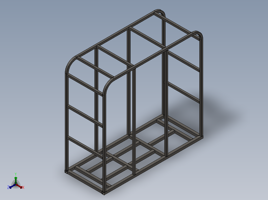 矩管框架式结构3D模型正等轴测图