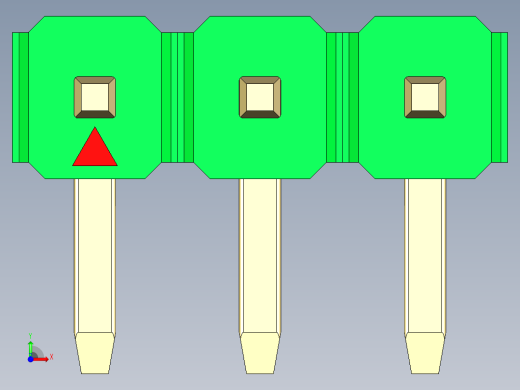 彩色公排针 100mil 2.54mm 系列-DS1022_green_1x03p_100mil_TypeD_rev1.0前视缩略图