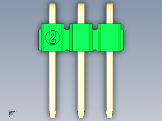 彩色公排针 100mil 2.54mm 系列-DS1022_green_1x03p_100mil_TypeD_rev1.0俯视缩略图