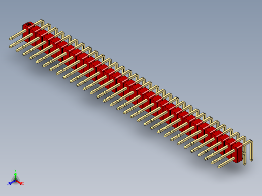 彩色公排针 100mil 2.54mm 系列-DS1022_red_2x32p_100mil_TypeD_rev1.0