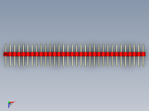 彩色公排针 100mil 2.54mm 系列-DS1022_red_2x32p_100mil_TypeD_rev1.0俯视缩略图