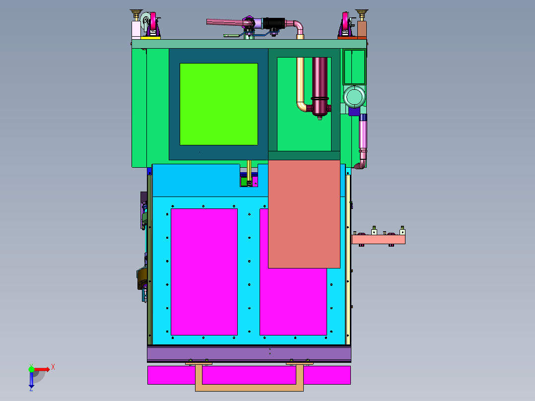 焊接容器气密性测试台俯视图