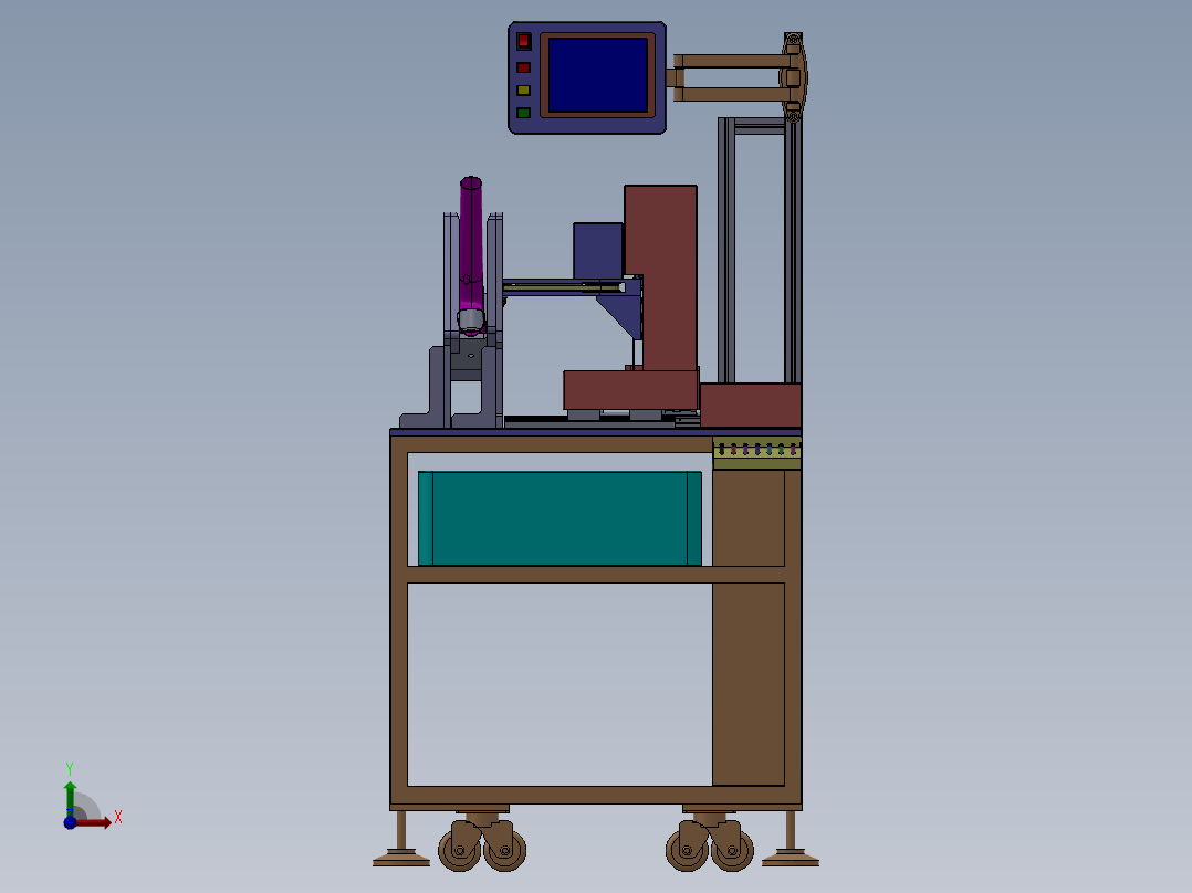 自动打孔机三维SW模型前视图