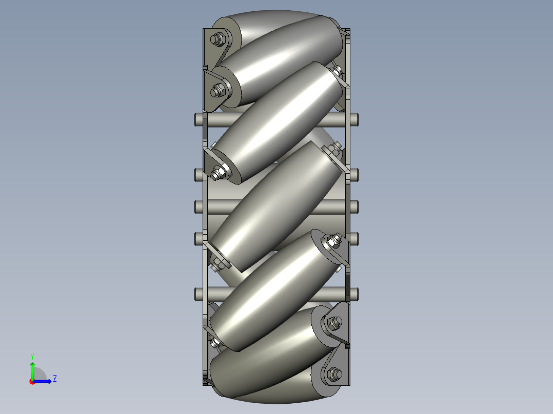 12个滚轮的10英寸麦克纳姆轮3D左视图