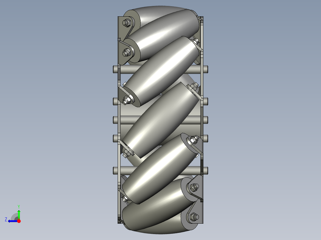 12个滚轮的10英寸麦克纳姆轮3D右视图