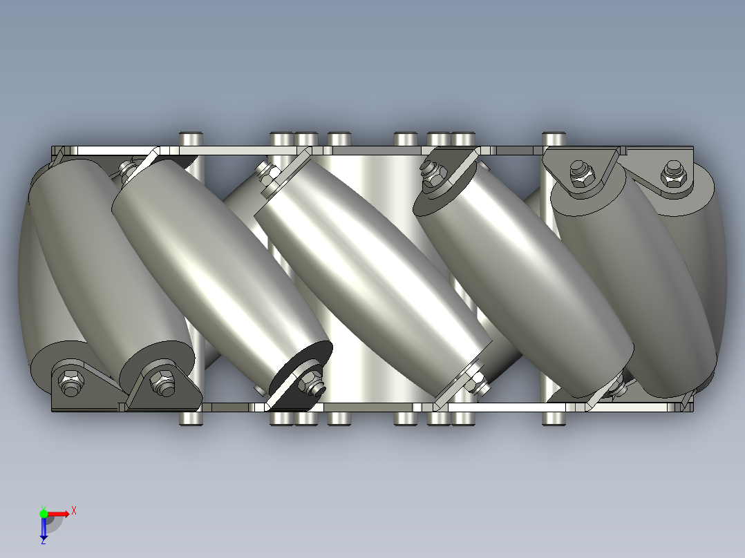12个滚轮的10英寸麦克纳姆轮3D俯视图
