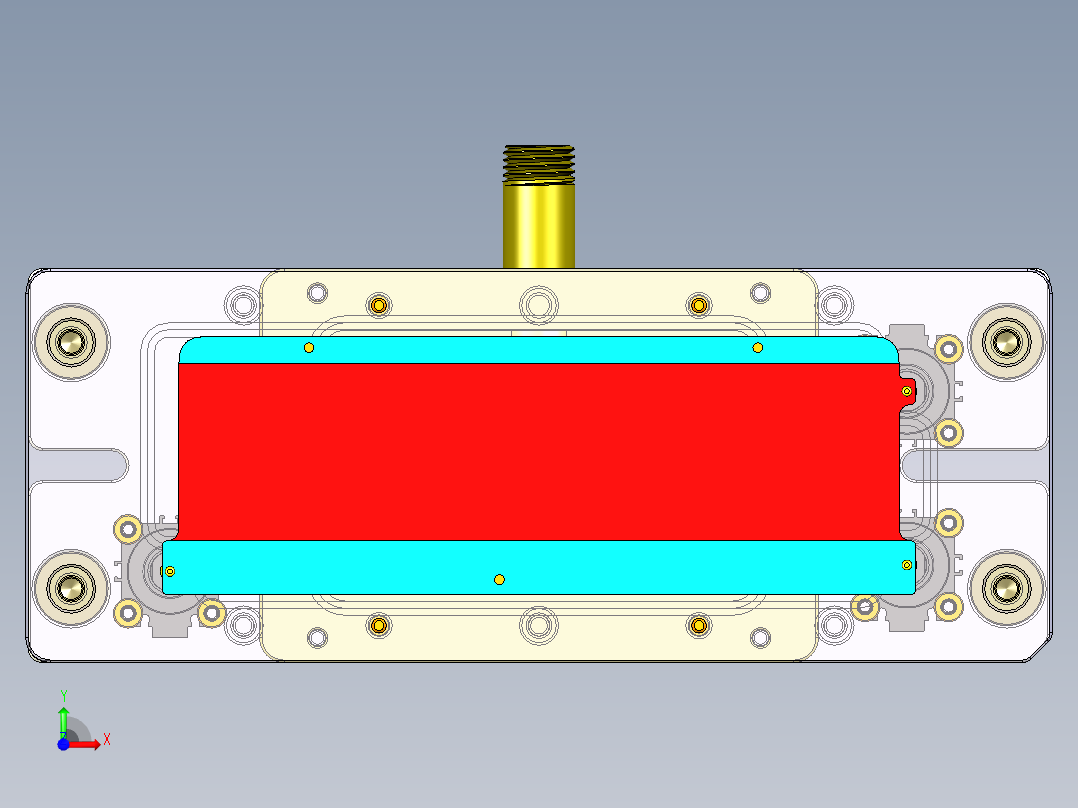 电池盖铣凹槽伸缩定位加吸气CNC工装治具模型前视图