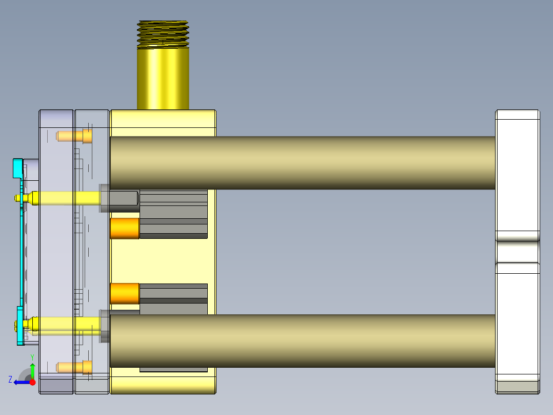 电池盖铣凹槽伸缩定位加吸气CNC工装治具模型右视图