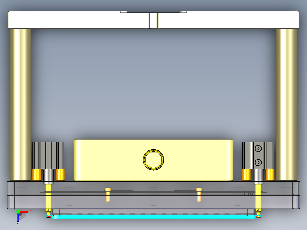电池盖铣凹槽伸缩定位加吸气CNC工装治具模型俯视图