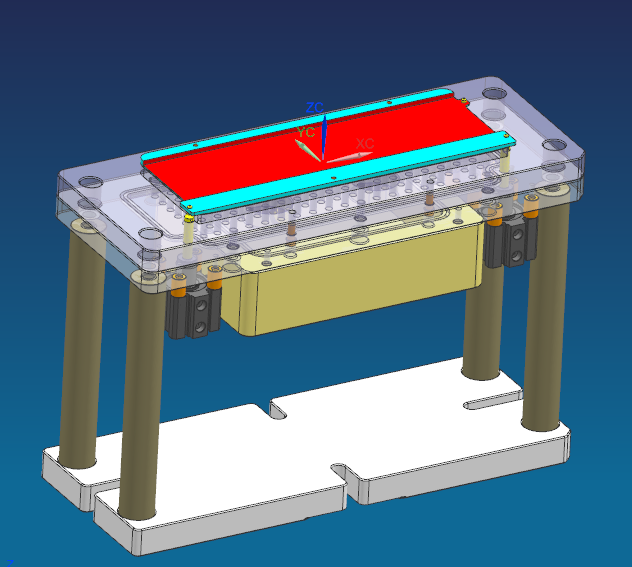 电池盖铣凹槽伸缩定位加吸气CNC工装治具模型