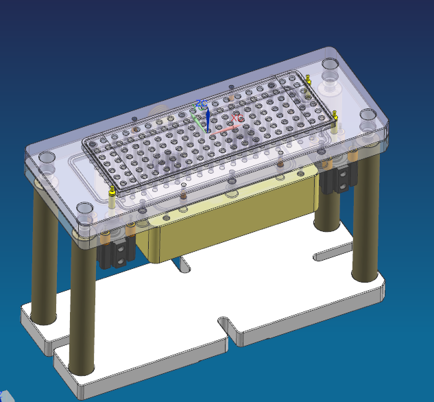 电池盖铣凹槽伸缩定位加吸气CNC工装治具模型