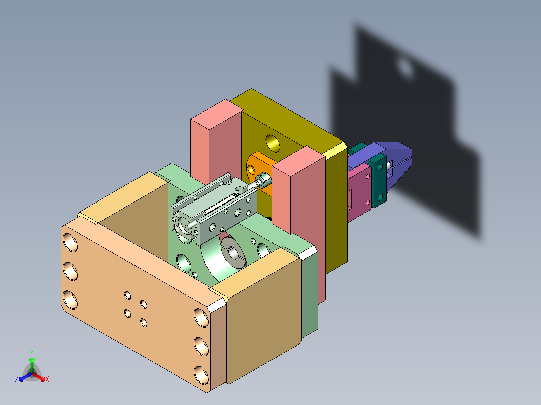 自制无限旋转夹爪正等轴测图