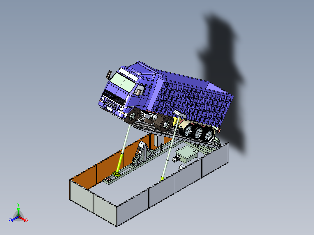 可移动的卡车减震器正等轴测图