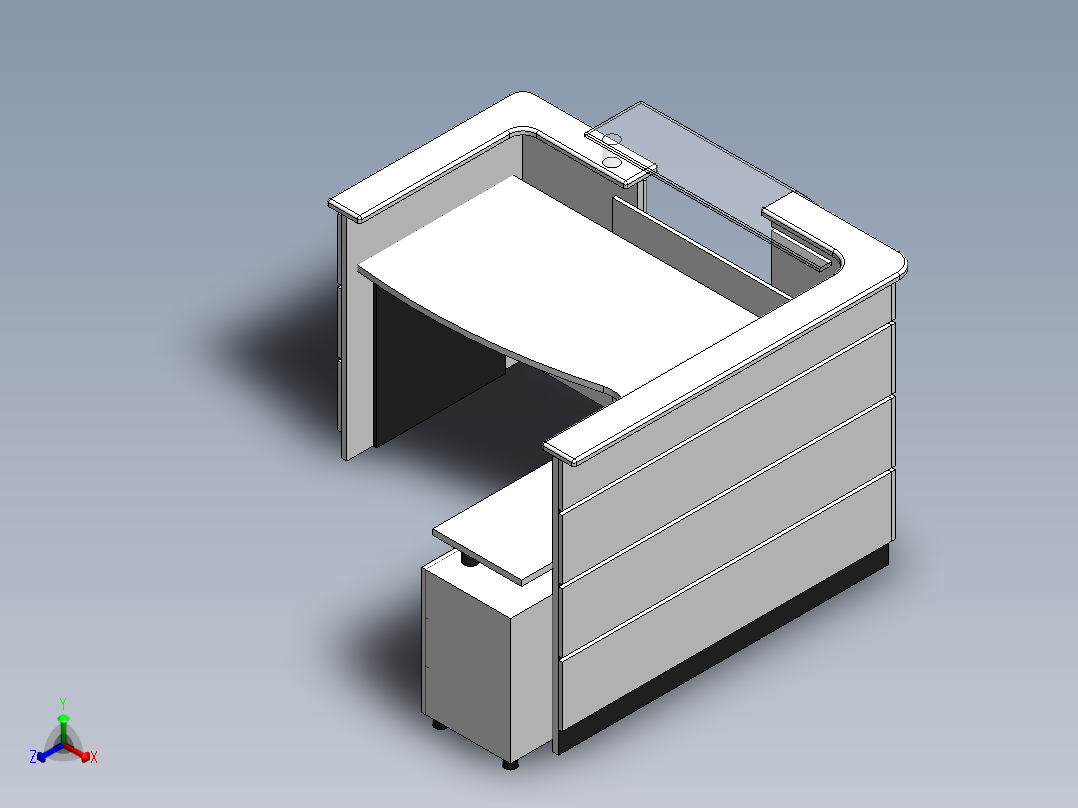 电脑桌(5)正等轴测图