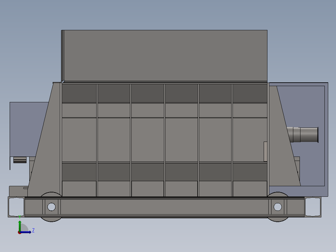 破碎机、发电厂燃煤锅炉燃尽后的渣破碎机左视图