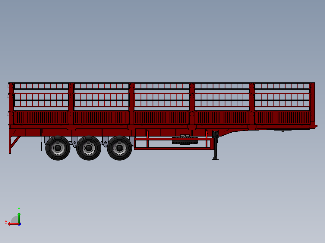 13米平板仓栅半挂运输车- 478435--200后视图