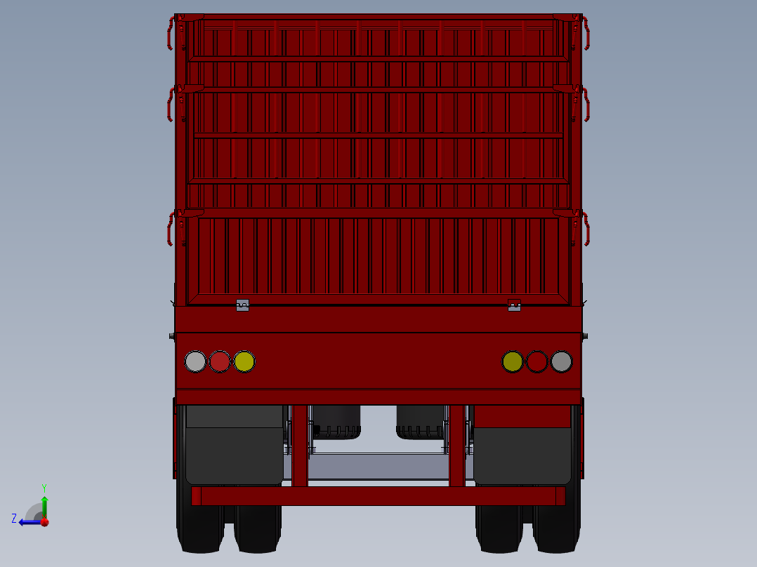 13米平板仓栅半挂运输车- 478435--200右视图