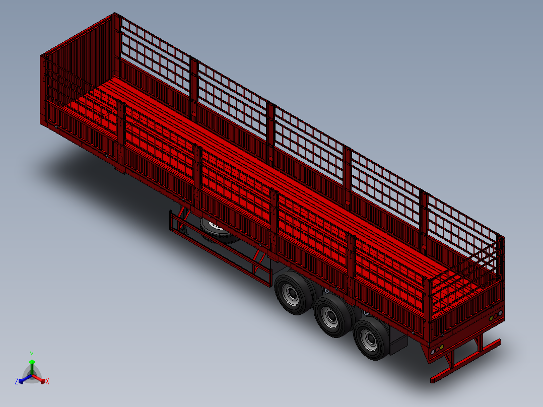 13米平板仓栅半挂运输车- 478435--200正等轴测图