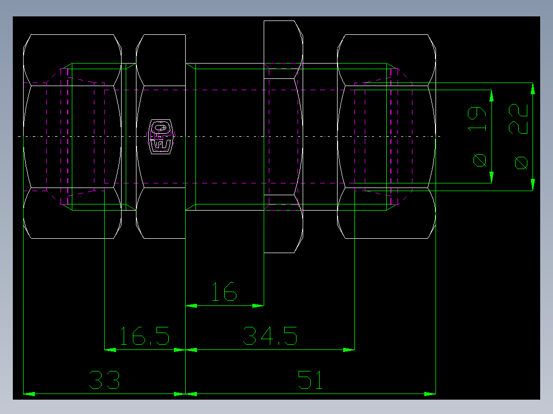 PARKER管接头EO Bulkhead union SV22LCF(16)_front