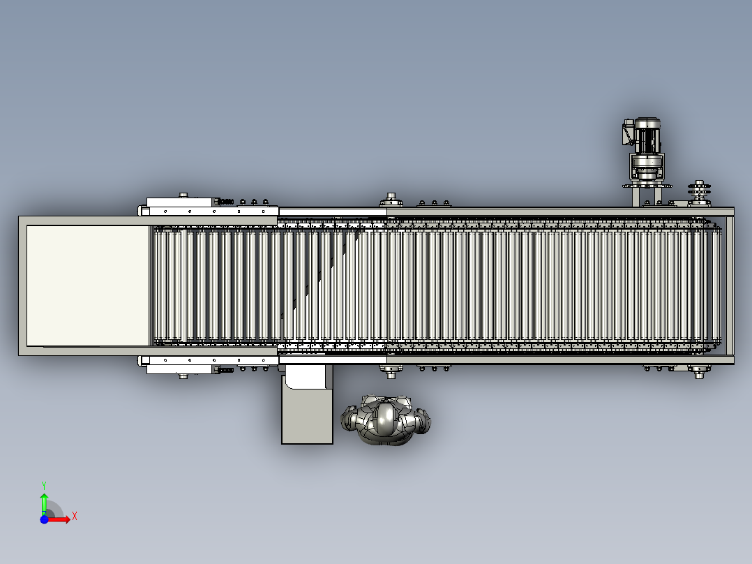 往复式类椭球形果蔬分拣装箱系统前视图