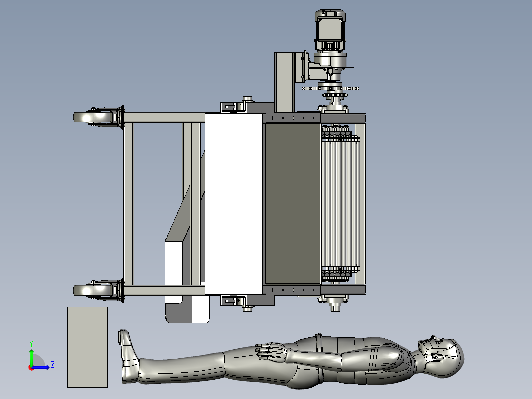 往复式类椭球形果蔬分拣装箱系统左视图