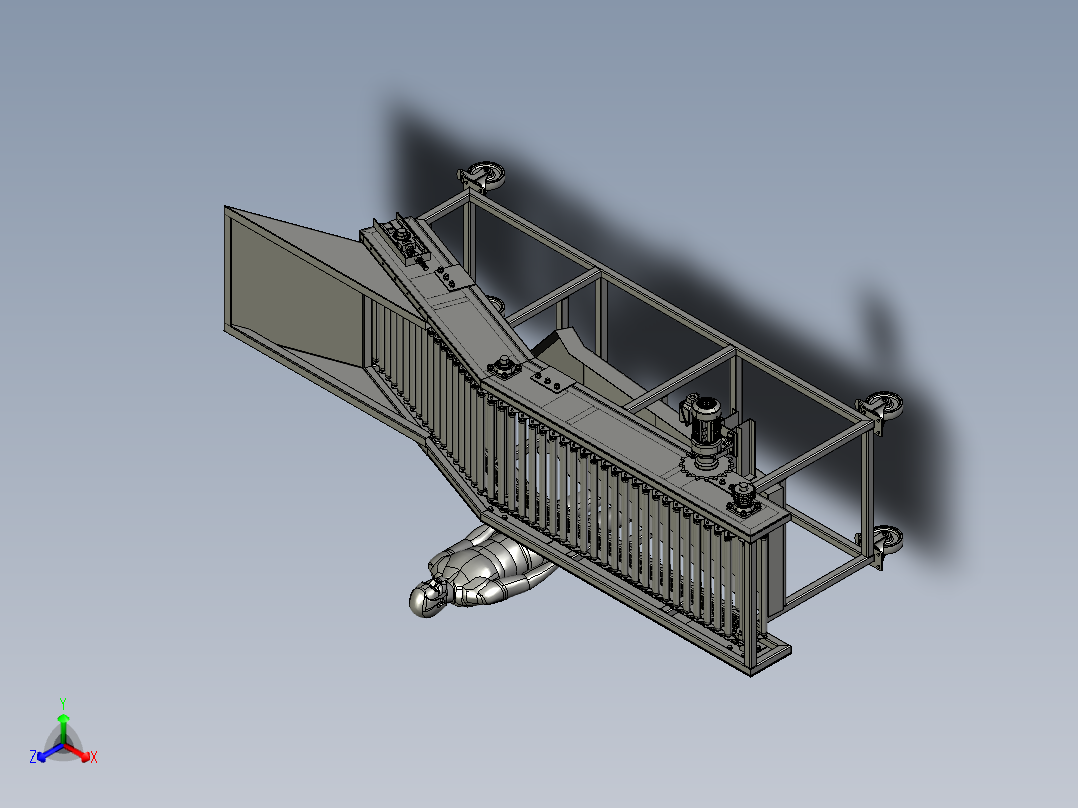 往复式类椭球形果蔬分拣装箱系统正等轴测图