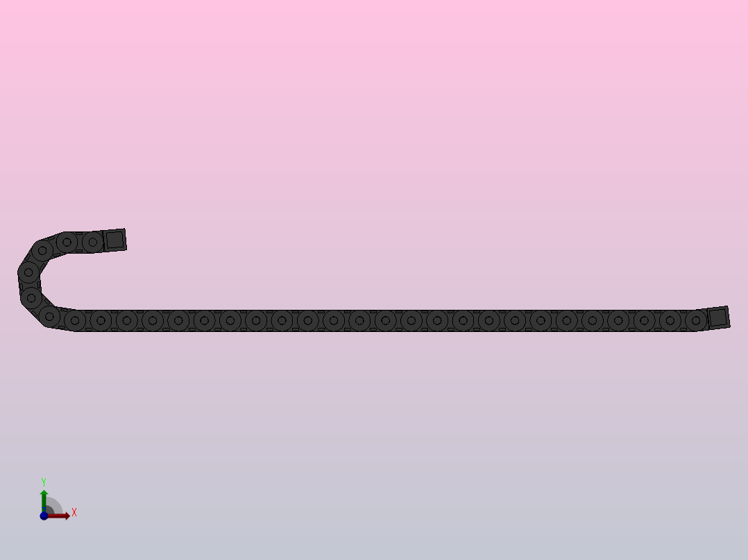 内高35弯曲半径100两侧打开型DA桥式拖链DMD35BDA-35-125-100R-30前视图