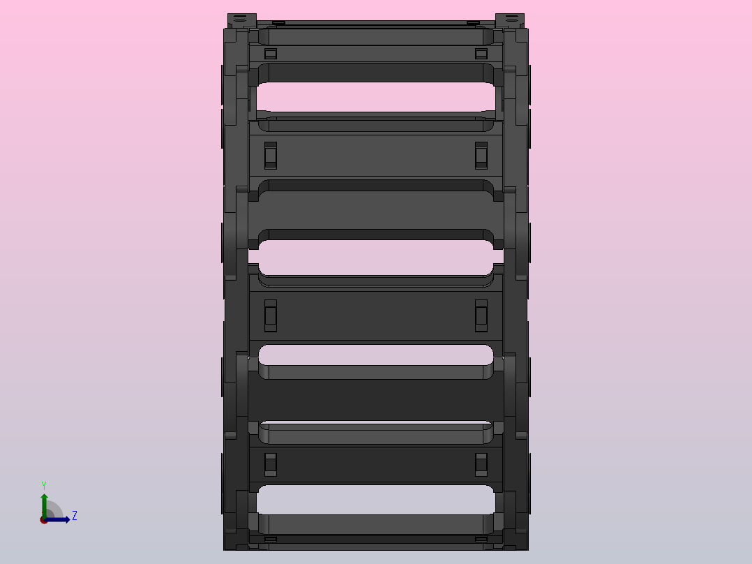 内高35弯曲半径100两侧打开型DA桥式拖链DMD35BDA-35-125-100R-30左视图