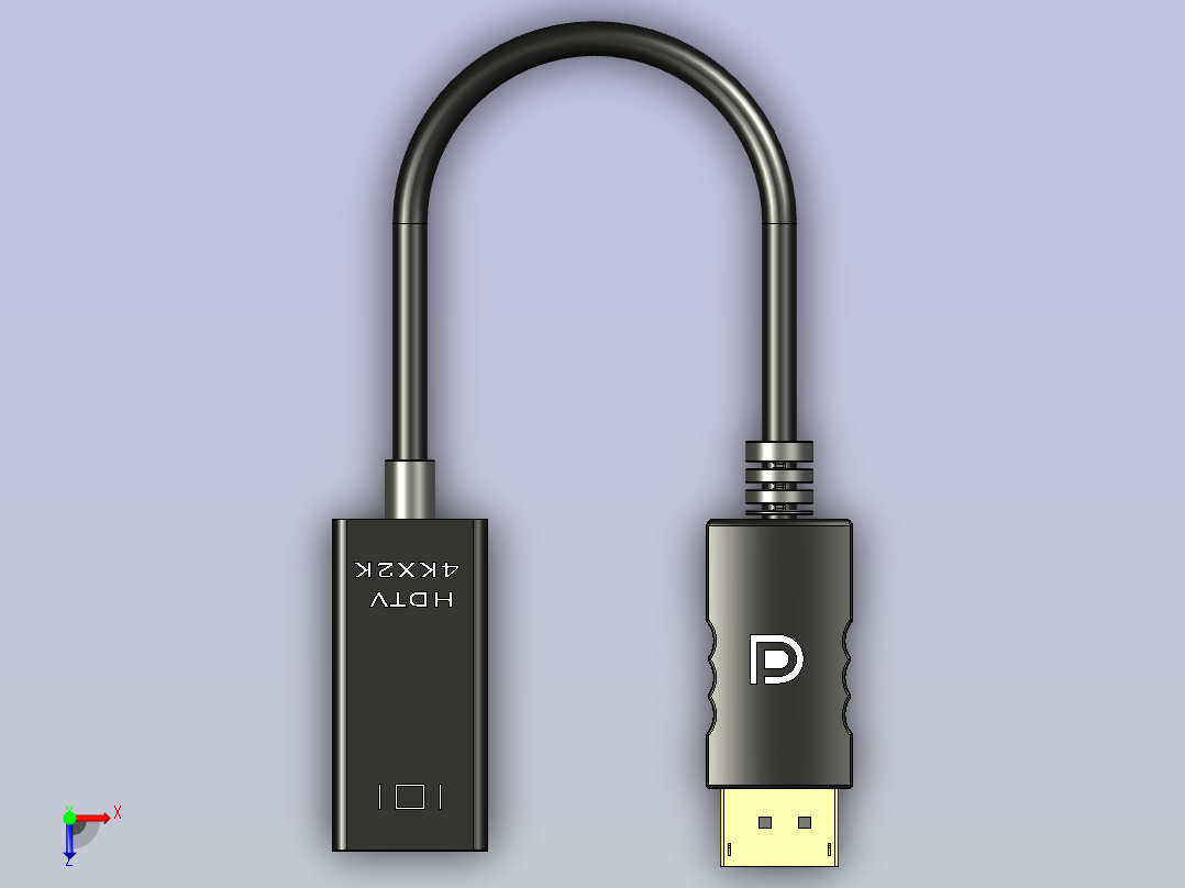 DP转HDMI线缆转换器俯视图