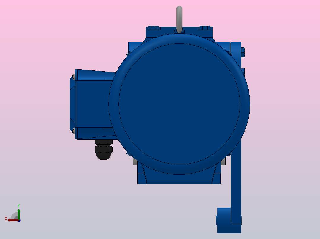 SAT87带防转臂空心轴安装斜齿-蜗轮蜗杆减速机SAT87-YV15-4P-13.6-M1-0°-B后视图