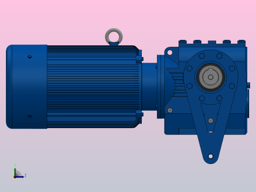 SAT87带防转臂空心轴安装斜齿-蜗轮蜗杆减速机SAT87-YV15-4P-13.6-M1-0°-B左视缩略图