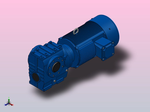 SAT87带防转臂空心轴安装斜齿-蜗轮蜗杆减速机SAT87-YV15-4P-13.6-M1-0°-B正等轴测缩略图